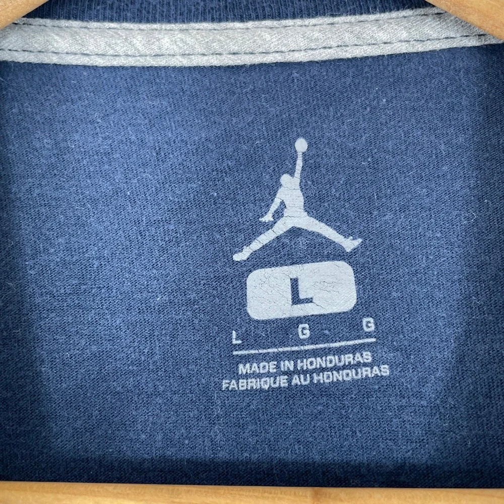 Jordan Shirt Mens Large Navy Blue Jumpman Spellout Graphic Basketball Tee